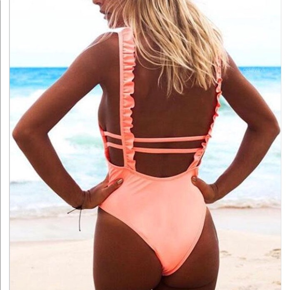 Hot Orange SEXY one-piece SWIMSUIT!